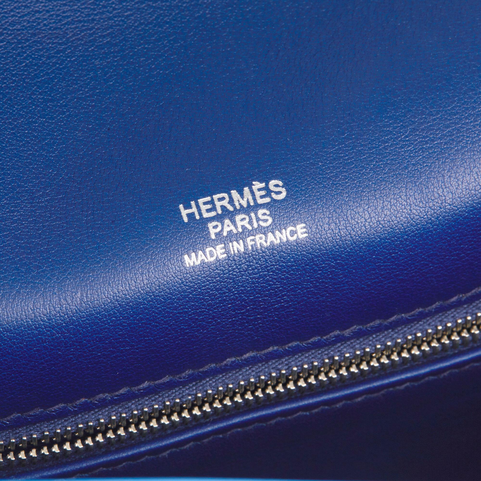 2014 Hermès Blue Paradis & Blue Saphir Perforated Swift Leather Berlin 28cm  5