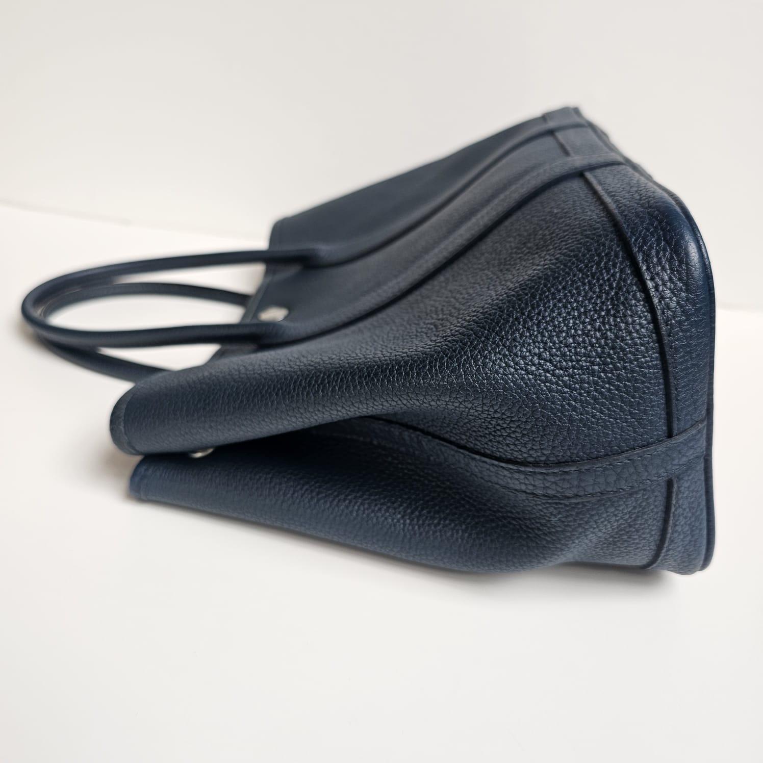 2014 Hermes Blue Prusse Negonda Leather Garden Party 30 Bag 12