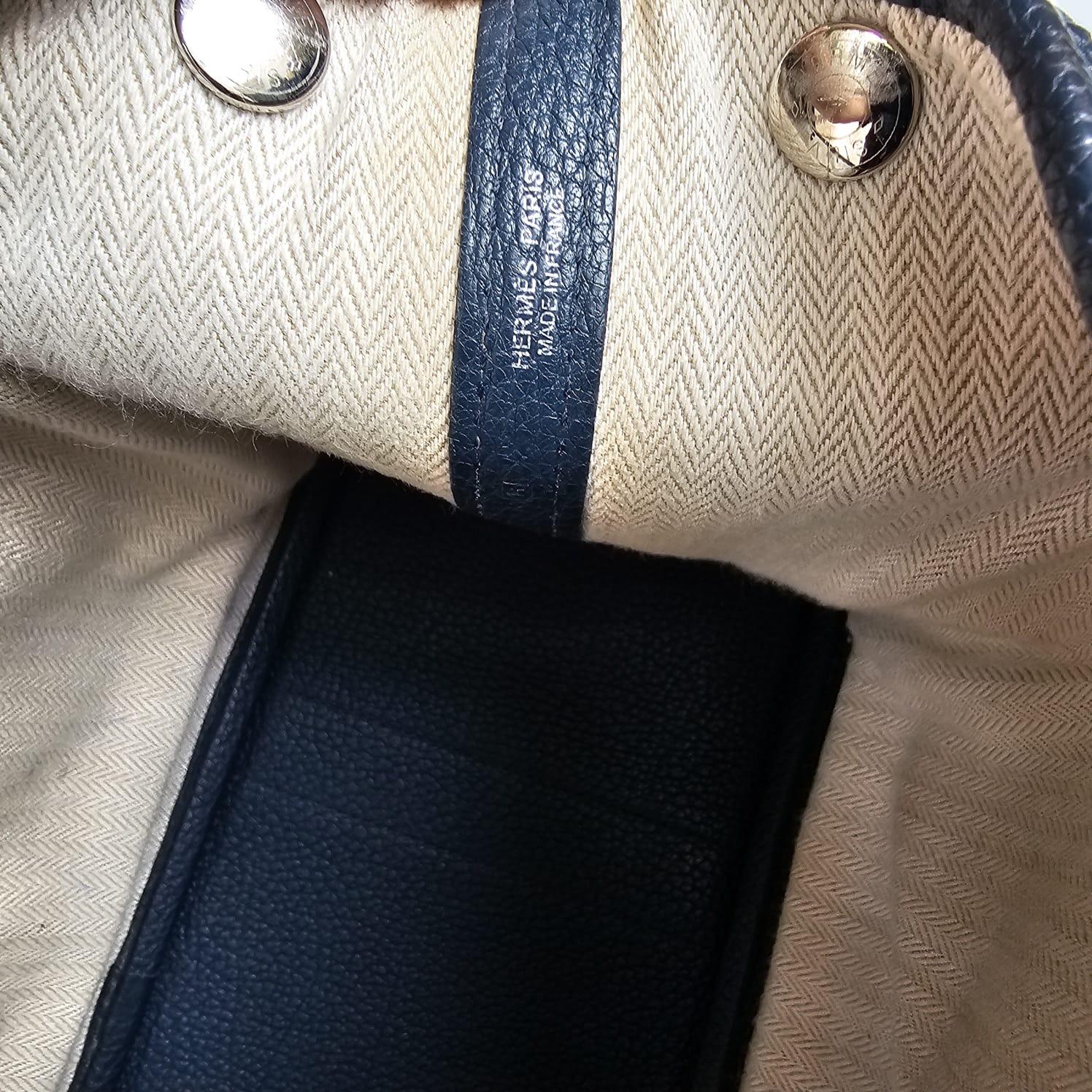 2014 Hermes Blue Prusse Negonda Leather Garden Party 30 Bag 13