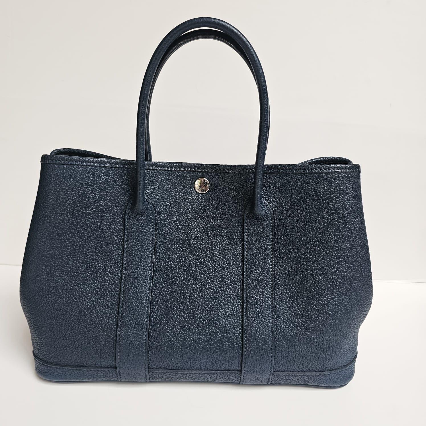 Women's or Men's 2014 Hermes Blue Prusse Negonda Leather Garden Party 30 Bag