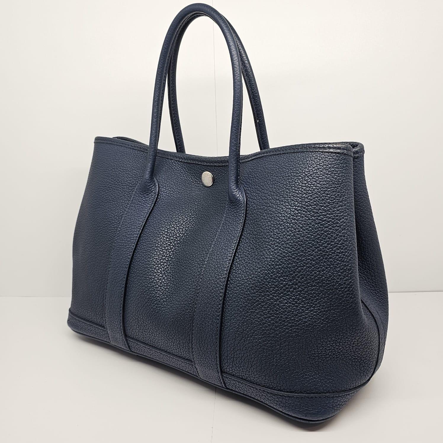 2014 Hermes Blue Prusse Negonda Leather Garden Party 30 Bag 1