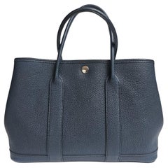 2014 Hermes Blue Prusse Negonda Leather Garden Party 30 Bag
