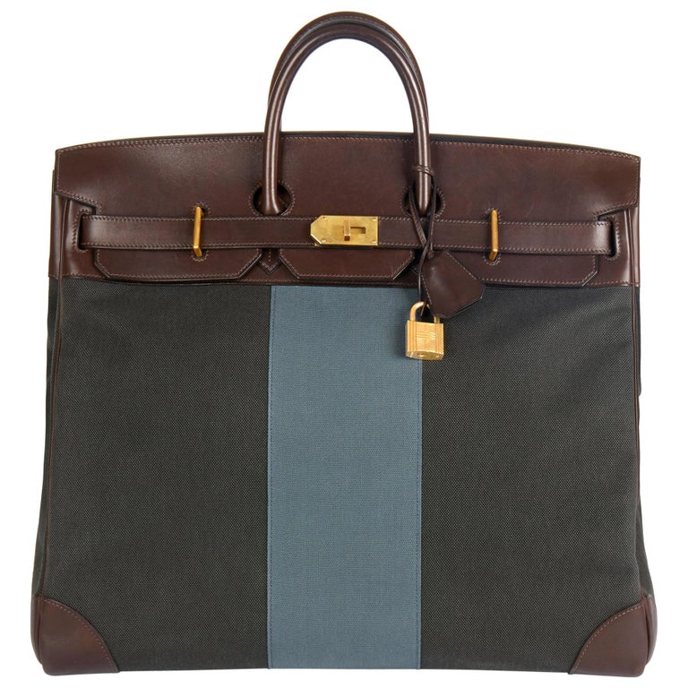 Hermès Ebene Barenia leather and Galon toile Birkin bag, 2014 