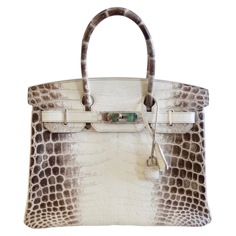 Hermes White Matte Niloticus Himalayan Crocodile Birkin 35cm at 1stDibs