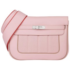 2014 Hermès Rose Sakura & Argile Perforated Swift Leather Berline