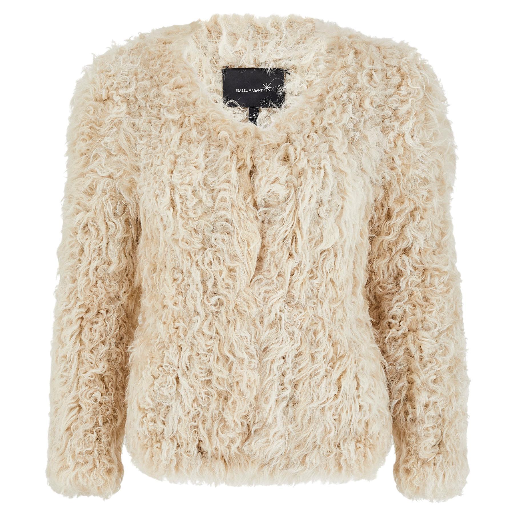 Pre-owned Isabel Marant 2014  Runway Documented Mongolian Wool Jacket In Beige