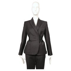 2014 JEAN PAUL GAULTIER charcoal grey wool runway suit with belt
