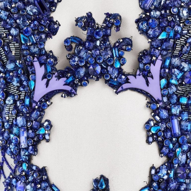 2014 Julien Macdonald Runway Blue Sequin Beaded Dress For Sale at 1stDibs