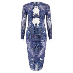 2014 Julien Macdonald Runway Blue Sequin Beaded Dress 2014 Julien Macdonald Runway Blue Sequin Beaded Dress