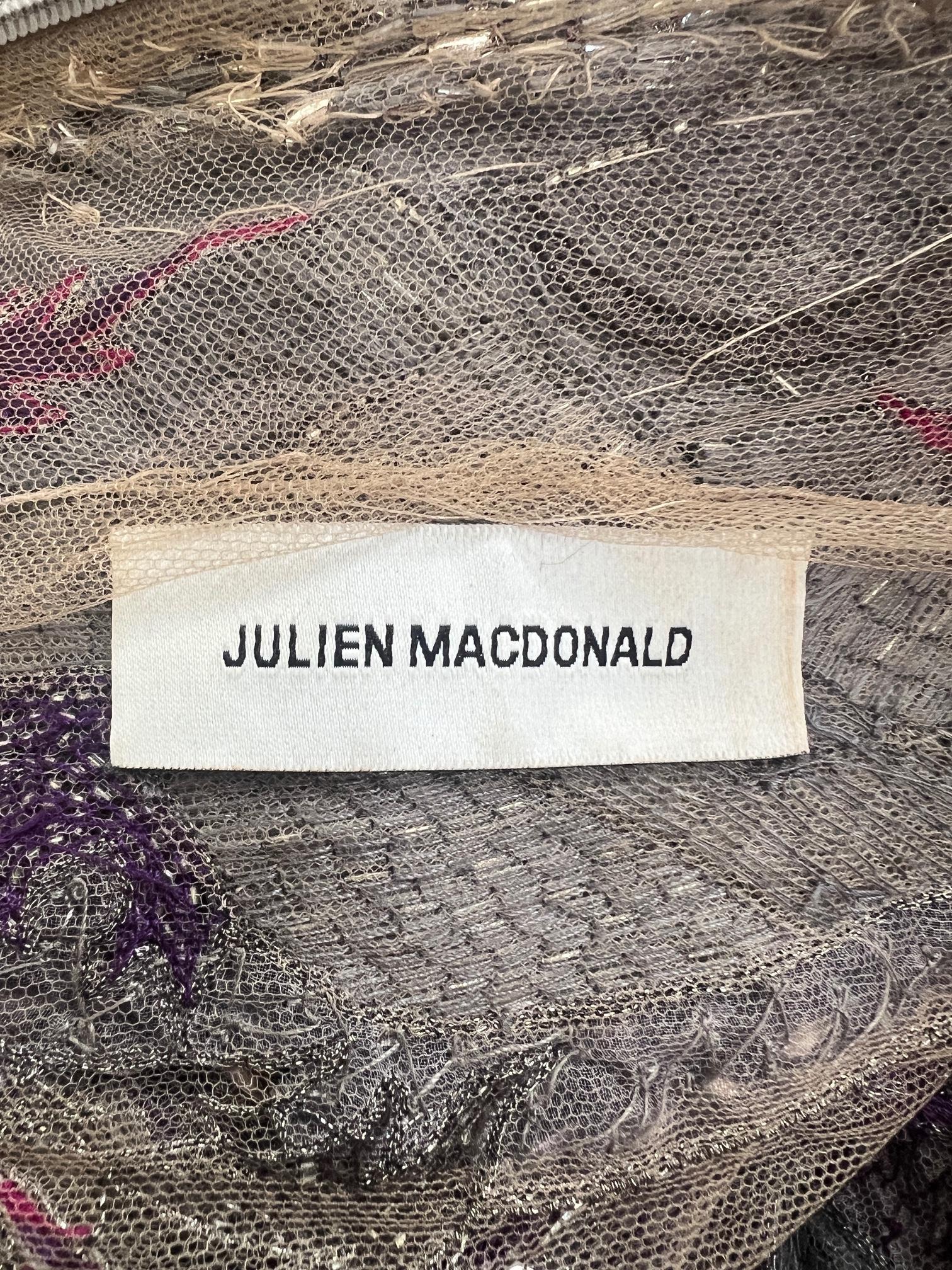 2014 Julien Macdonald - Abito con paillettes e perline in viola e argento in vendita 5