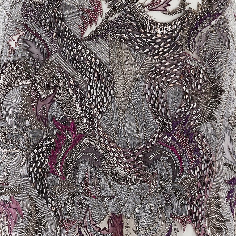 2014 Julien Macdonald - Abito con paillettes e perline in viola e argento In condizioni ottime in vendita a London, GB