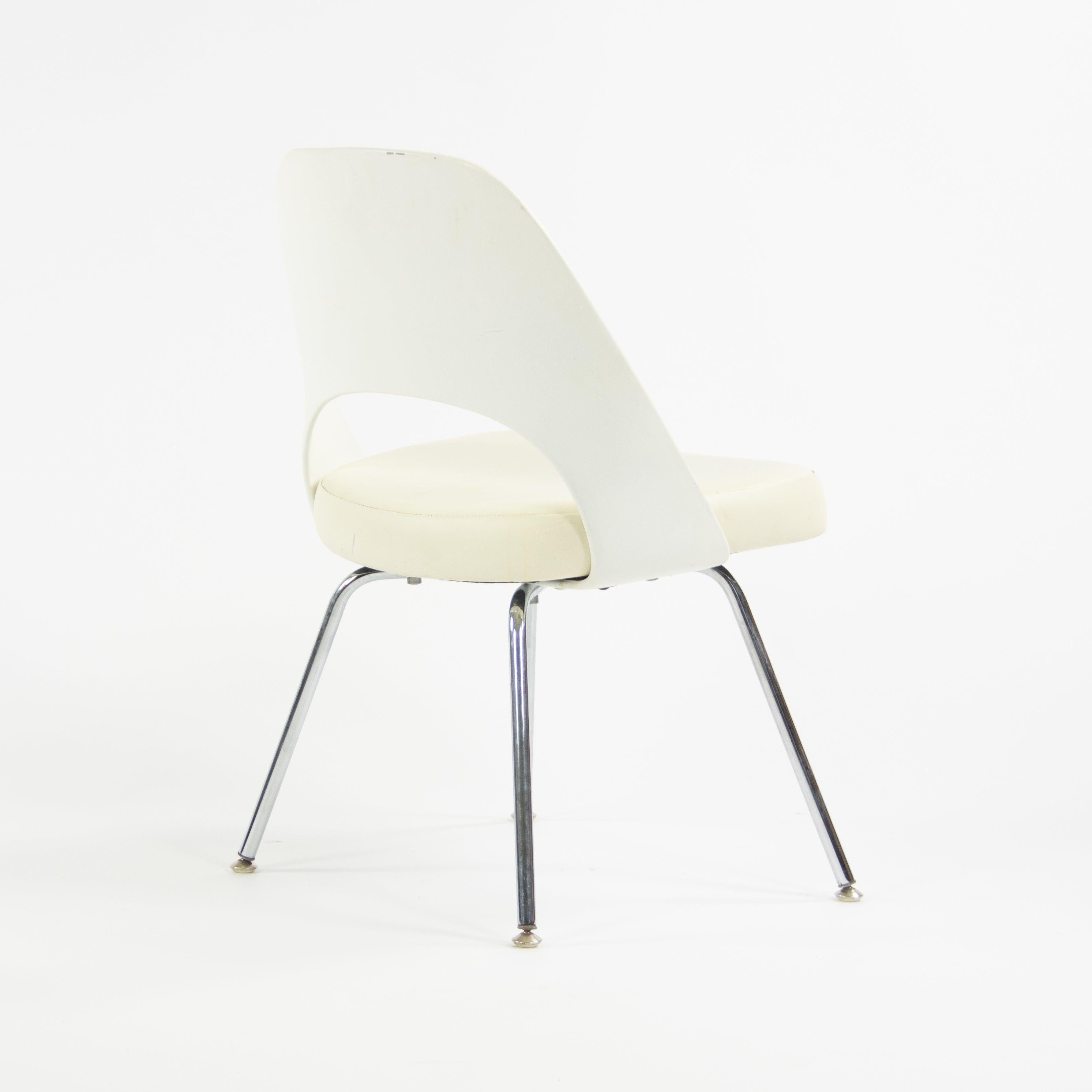 Chrome 2014 Knoll Studio Eero Saarinen Executive Armless Side Chairs White For Sale