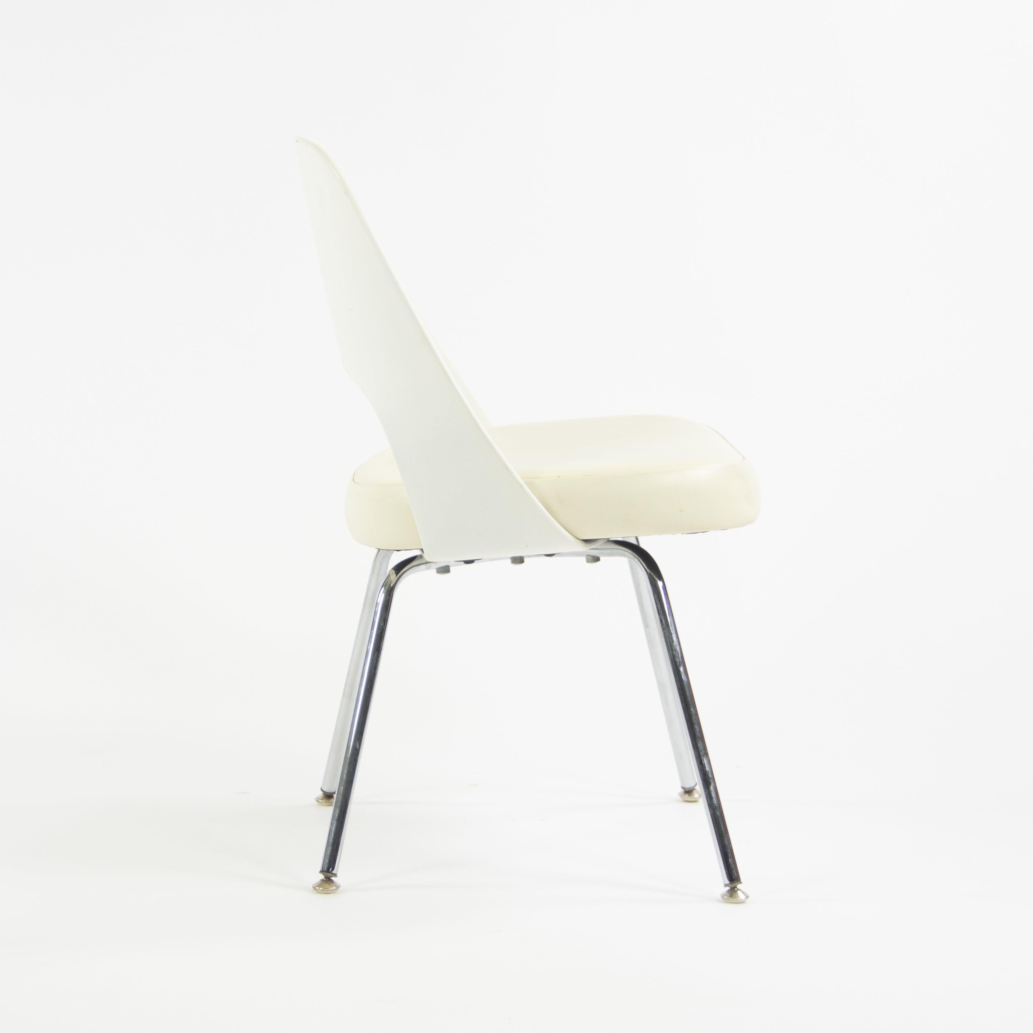 2014 Knoll Studio Eero Saarinen Executive Armless Side Chairs White For Sale 1