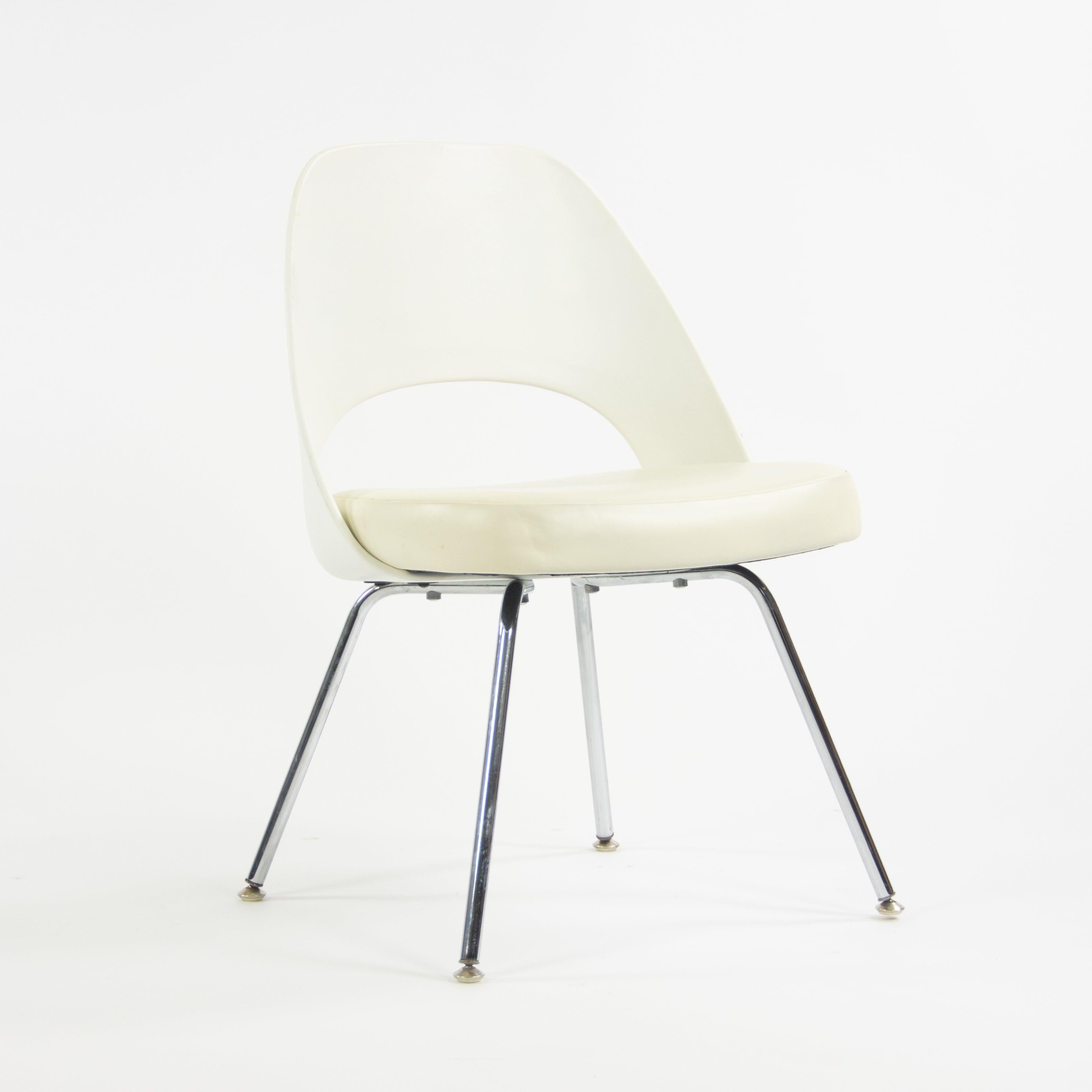 2014 Knoll Studio Eero Saarinen Executive Armless Side Chairs White For Sale 2