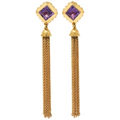 2014 Louis Vuitton Amethyst 18 Karat Gold Emprise Tassel Earrings