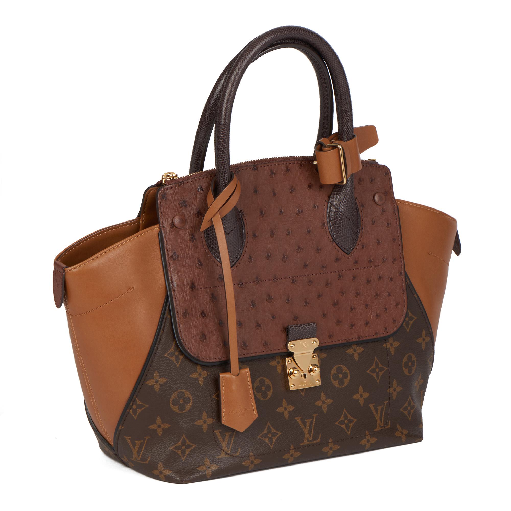 LOUIS VUITTON
Brown Monogram Coated Canvas, Caramel Calfskin, Brown Ostrich & Lizard Leather Majestueux Tote PM

Xupes Reference: CB484
Serial Number: AR1164
Age (Circa): 2014
Accompanied By: Louis Vuitton Dust Bag, Keys, Clochette, Handle Keeper,