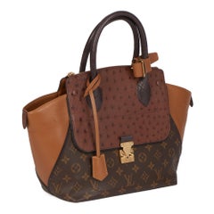 2014 Louis Vuitton Brown Monogram Canvas, Ostrich & Lizard Leather Majestuex PM