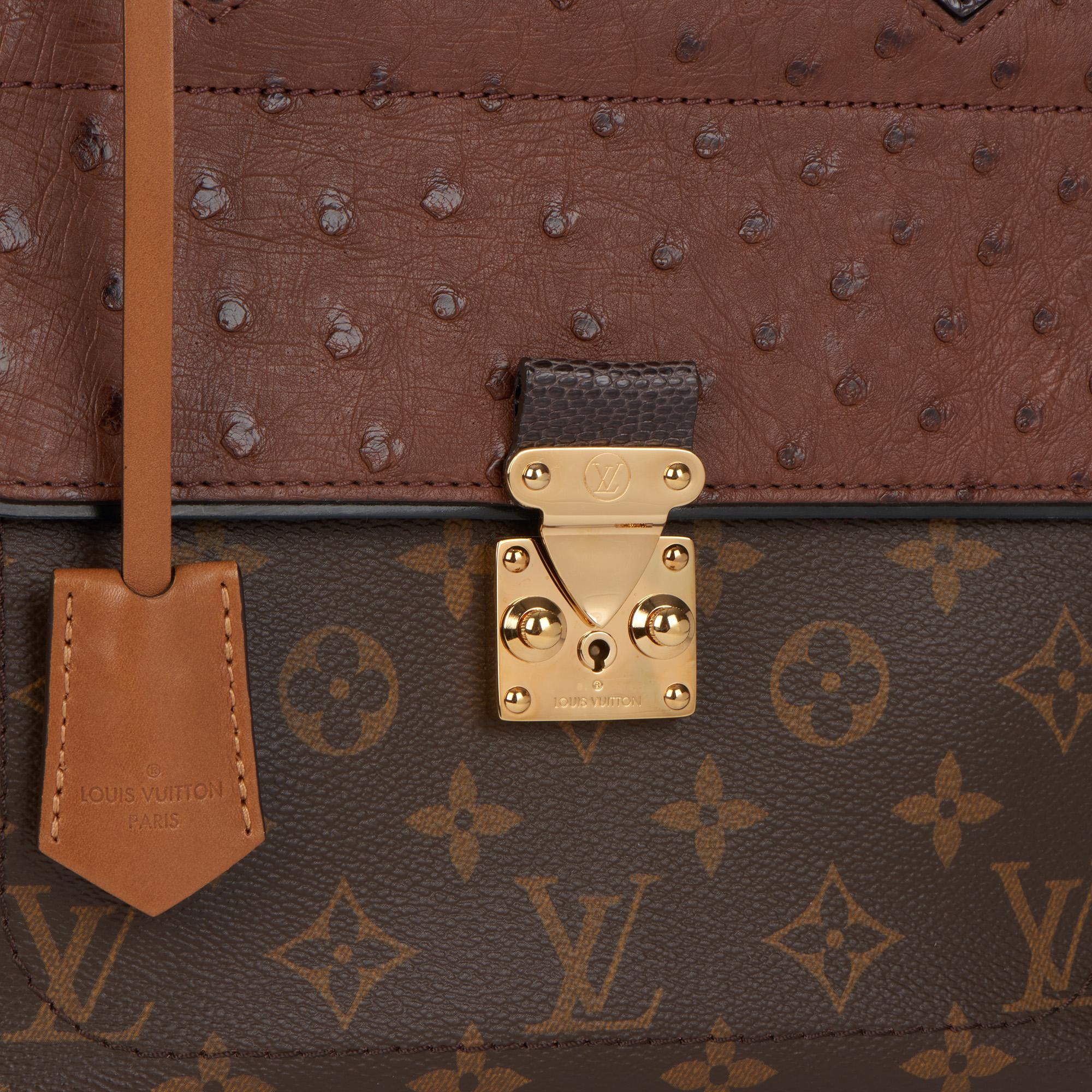 2014 Louis Vuitton Brown Monogram Canvas, Ostrich & Lizard Leather Majestuex PM 2