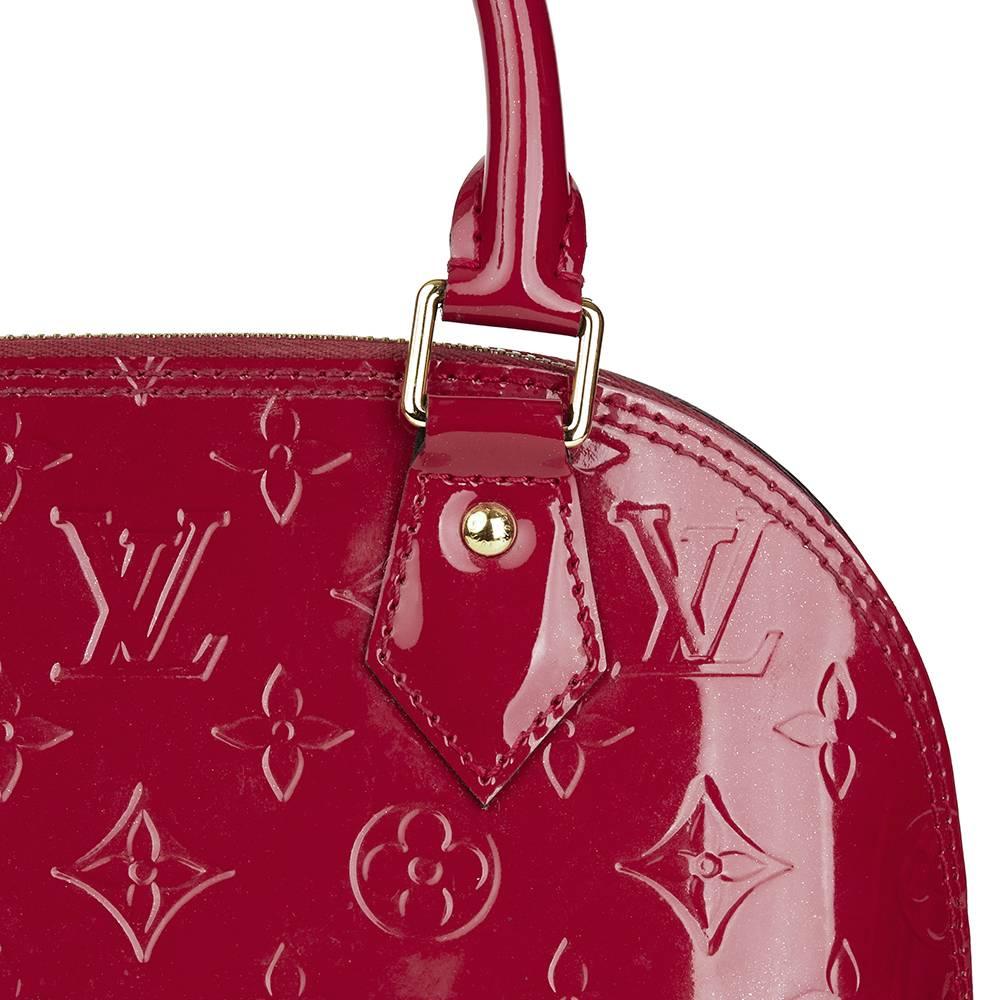 Red 2014 Louis Vuitton Indian Rose Vernis Leather Alma BB