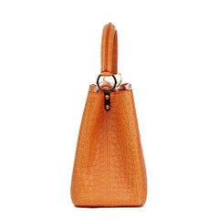 2014 Louis Vuitton Orange Matte Alligator Leather Capucines MM