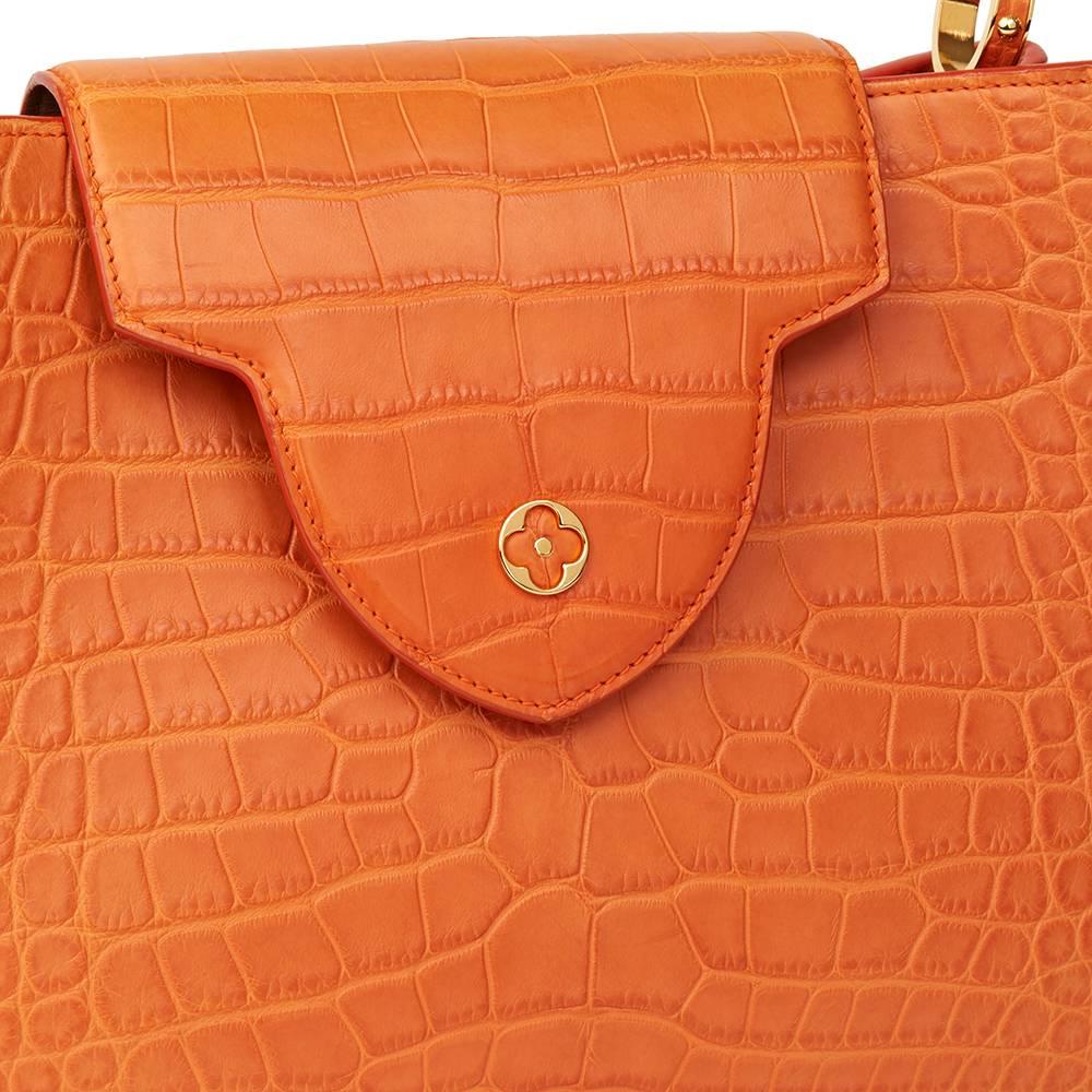 2014 Louis Vuitton Orange Matte Alligator Leather Capucines MM 1