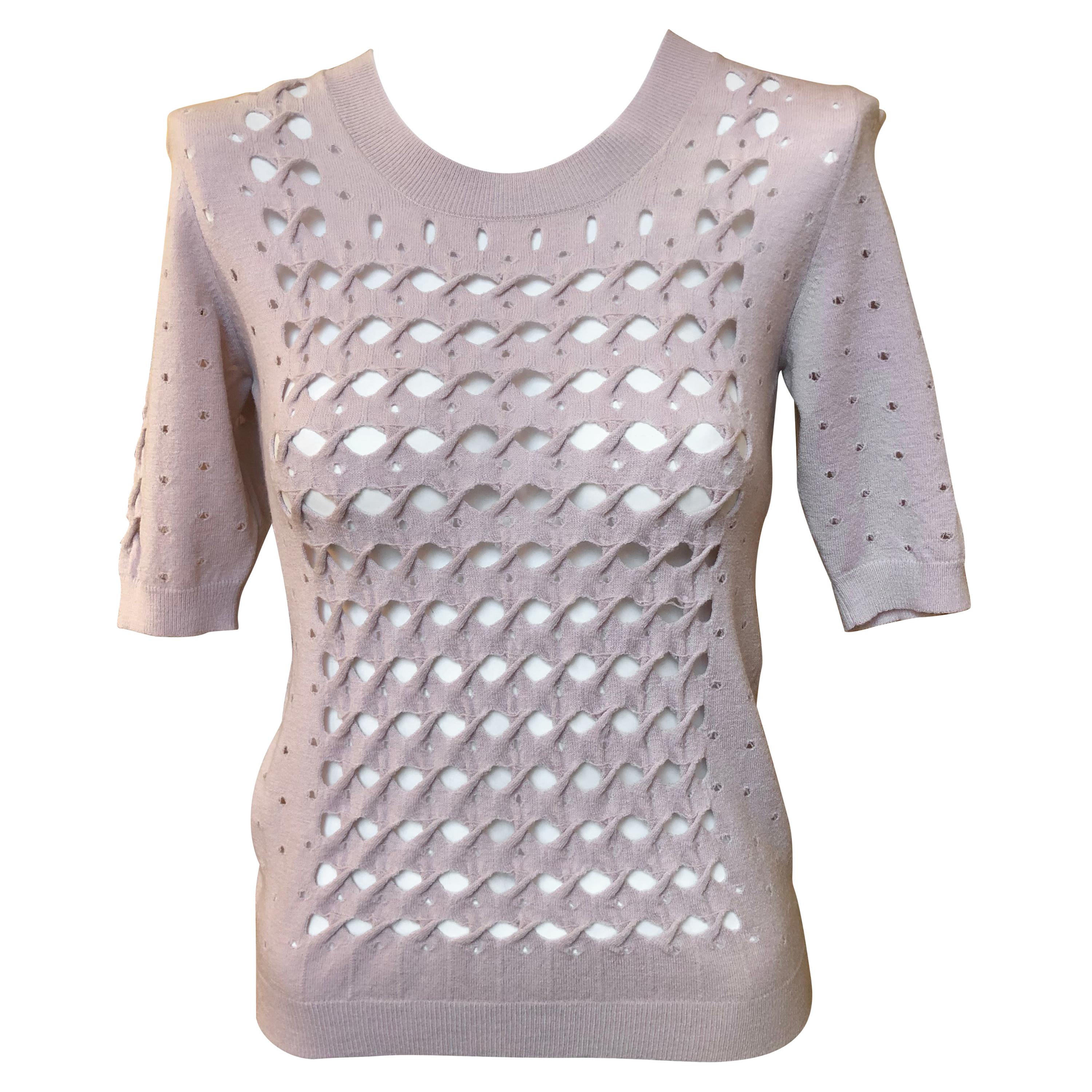 2014 Nina Ricci Pale Lilac Lace Knit Sweater 