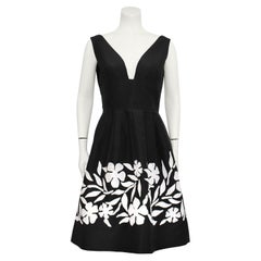 2014 Oscar de la Renta Black and White Taffeta Cocktail Dress