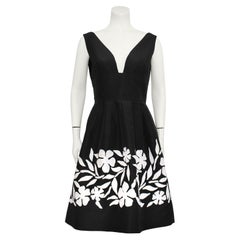 2014 Oscar de la Renta Black and White Taffeta Cocktail Dress 