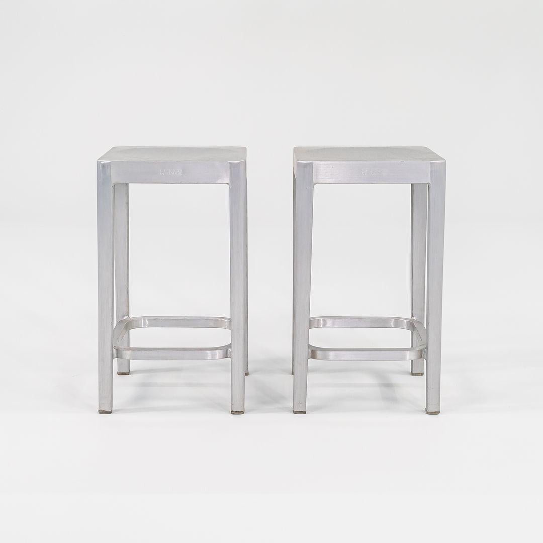 2014 Coppia di sgabelli da banco Emeco di Philippe Starck in alluminio spazzolato 1