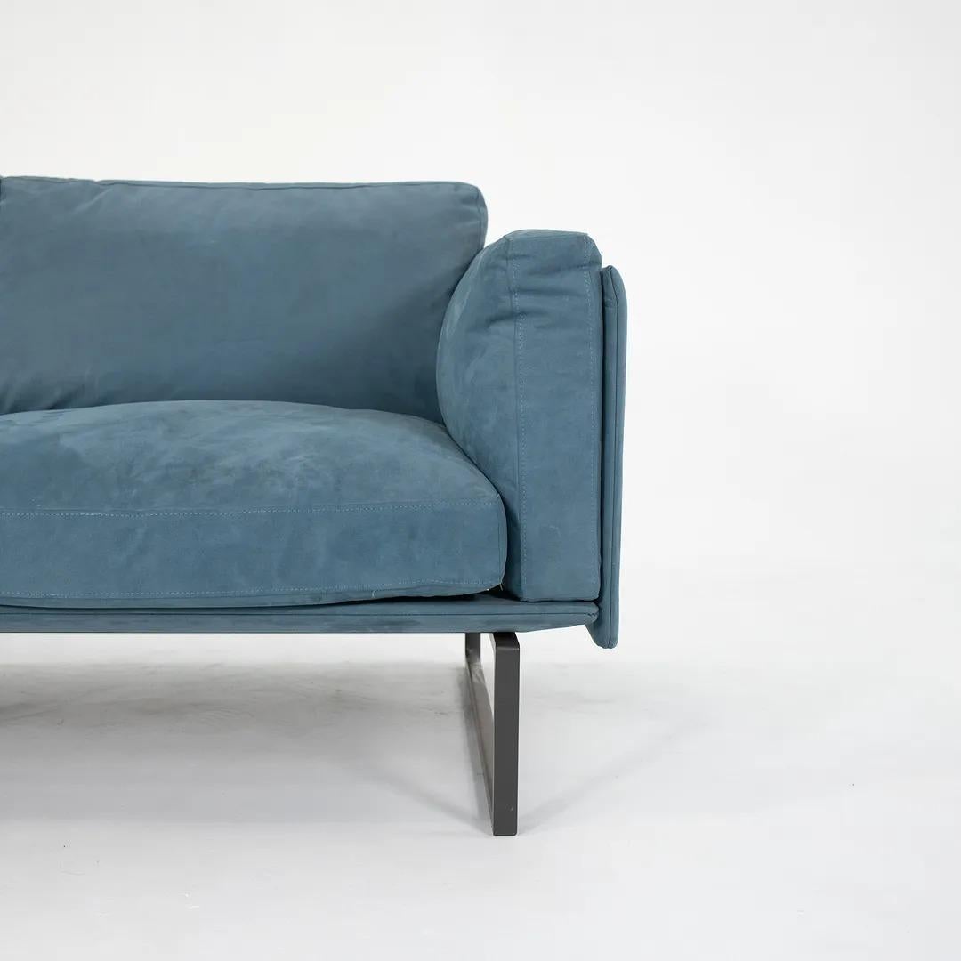 2014 Piero Lissoni for Cassina 8 Two Seat Sofa / Loveseat in Blue Suede In Good Condition For Sale In Philadelphia, PA
