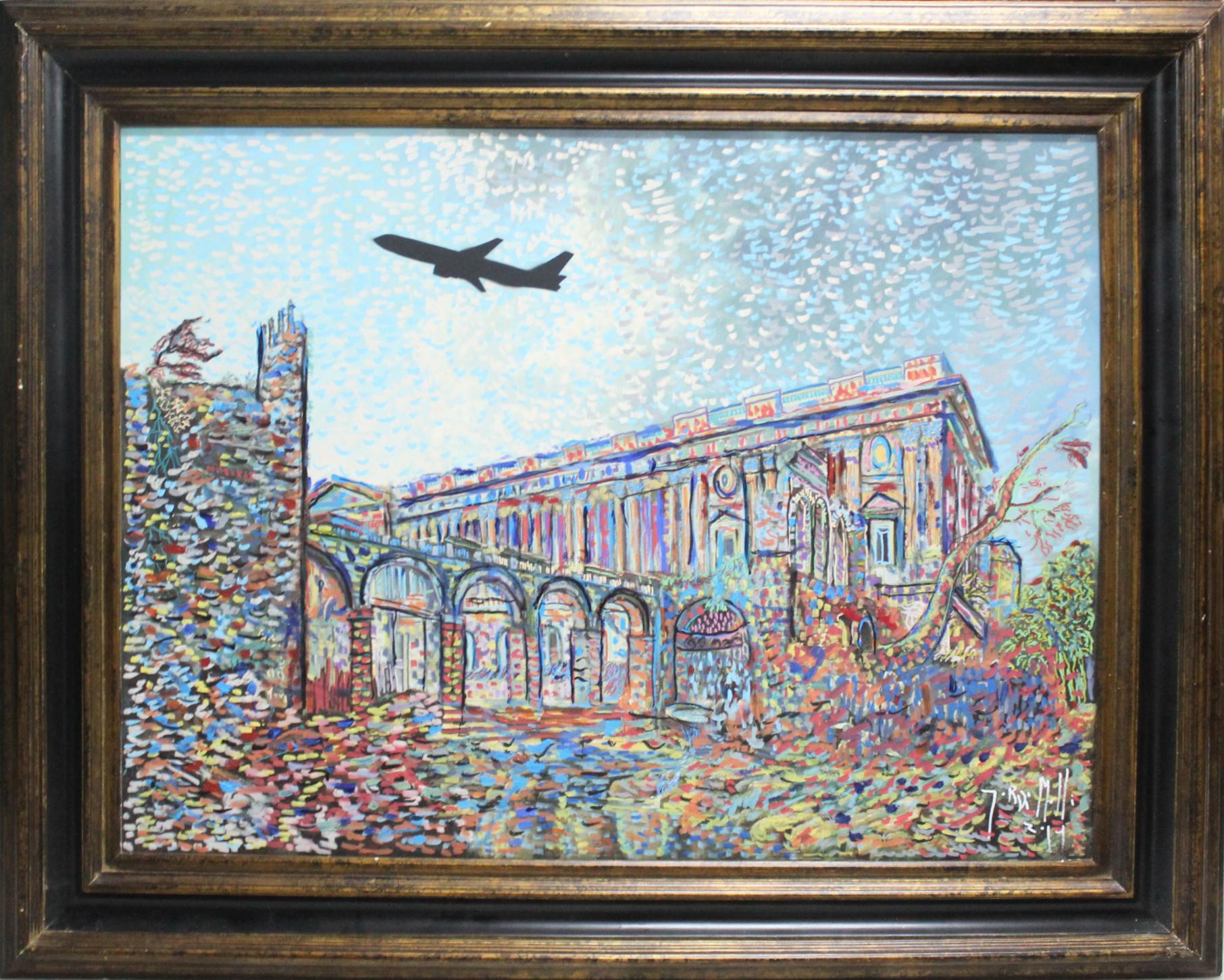 2014 pointillist architecture and plain painting by artist and actor Jordi Mollá.

Dimensions without frame: 88 x 118 cm
Dimensions with frame: 120 x 90 cm.
 