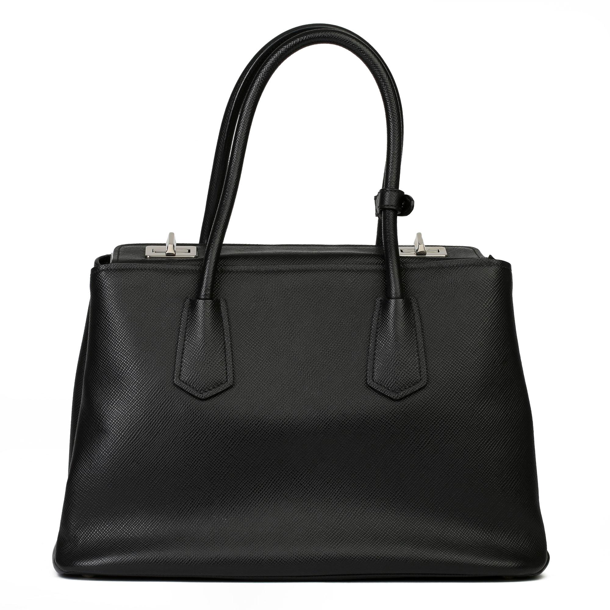 2014 Prada Black Calfskin Leather Saffiano Tote In Excellent Condition In Bishop's Stortford, Hertfordshire