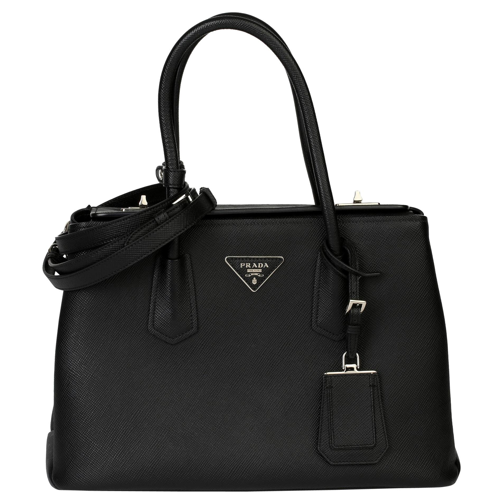 2014 Prada Black Calfskin Leather Saffiano Tote at 1stDibs | prada bag 2014,  saffiano calf leather, cln bag meaning