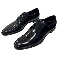 2014 Chaussures de cérémonie Prada en cuir noir pour hommes