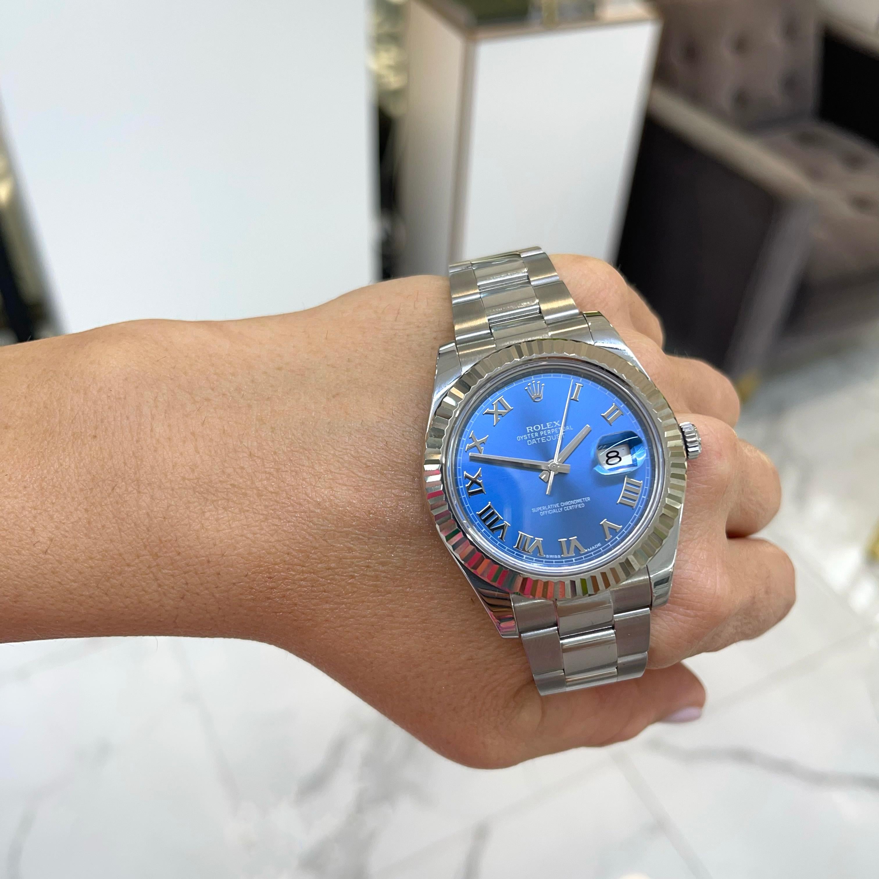 Rolex Datejust II 41MM 116334 Austernblaue Edelstahluhr mit römischem Zifferblatt, 2014 3