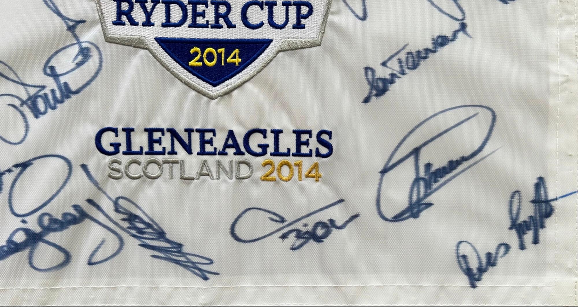 Modern 2014 Ryder Cup Signed Pin Flag