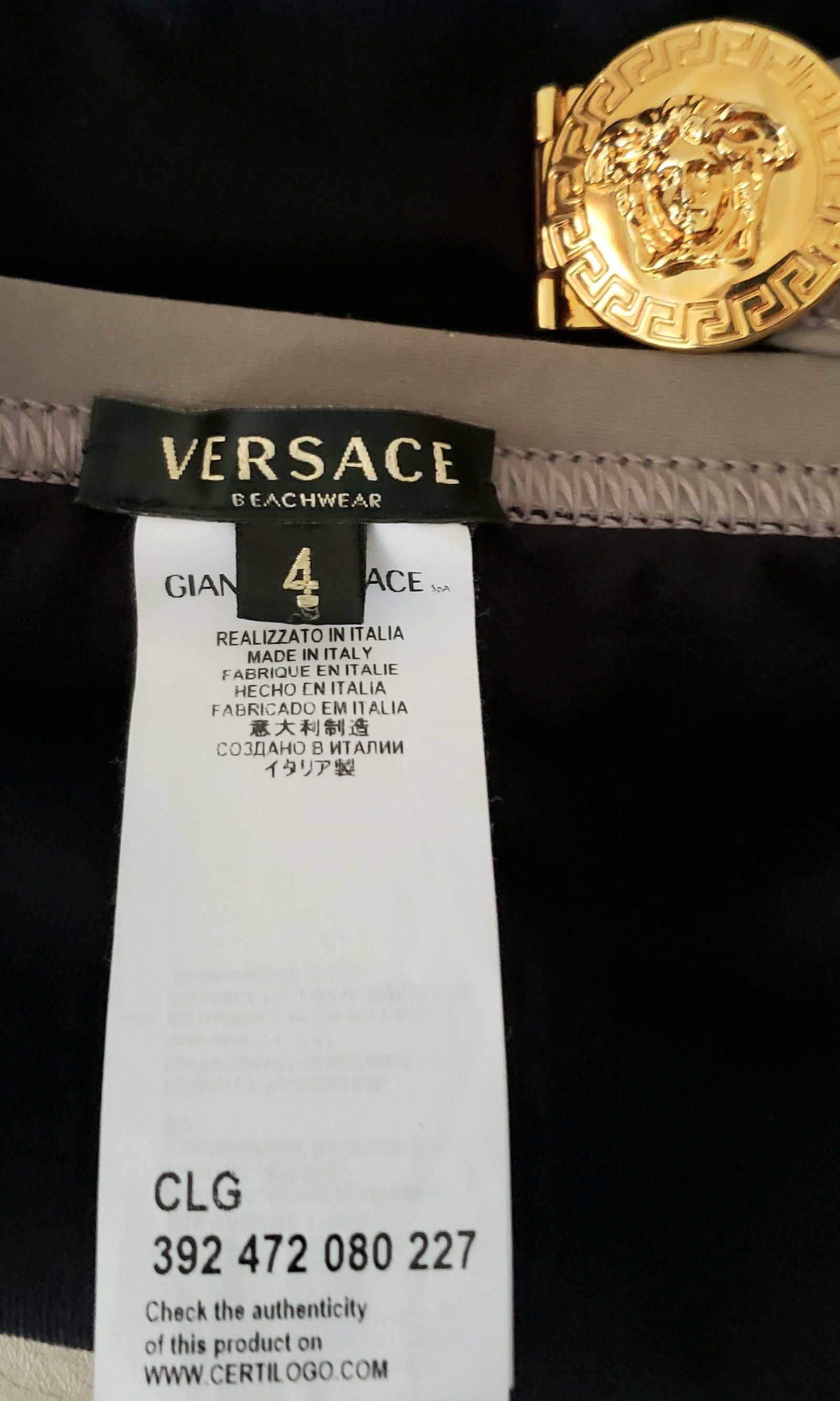 2014 S/S L#29 VERSACE PEWTER SWIMMING TRUNKS 24K Gold Plated Hardware 5