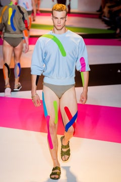 2014 S/S L#29 VERSACE PEWTER SWIMMING TRUNKS 24K Gold Plated Hardware