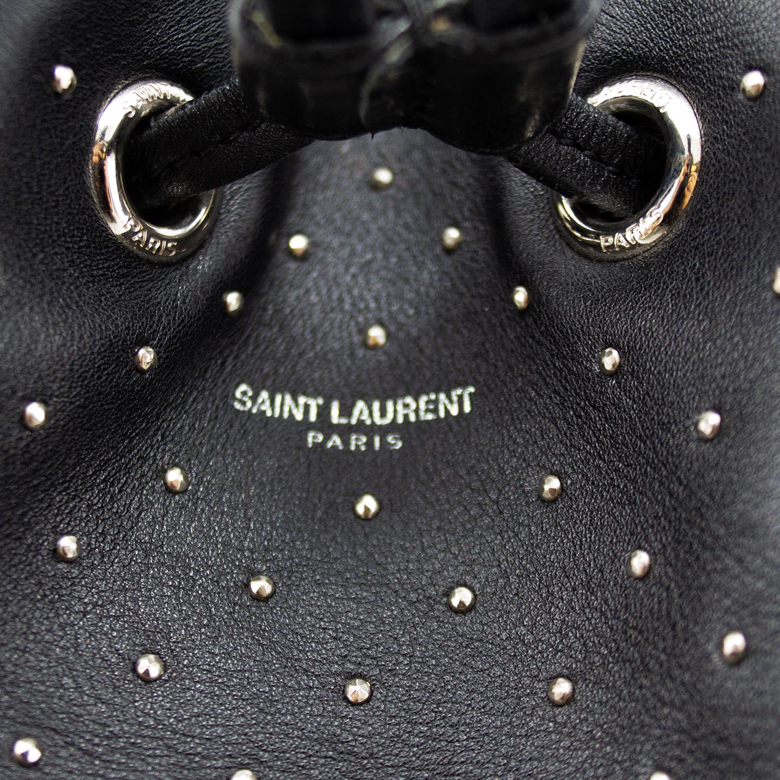 2014 Saint Laurent Black Leather Studded Emmanuelle Bucket Bag 1