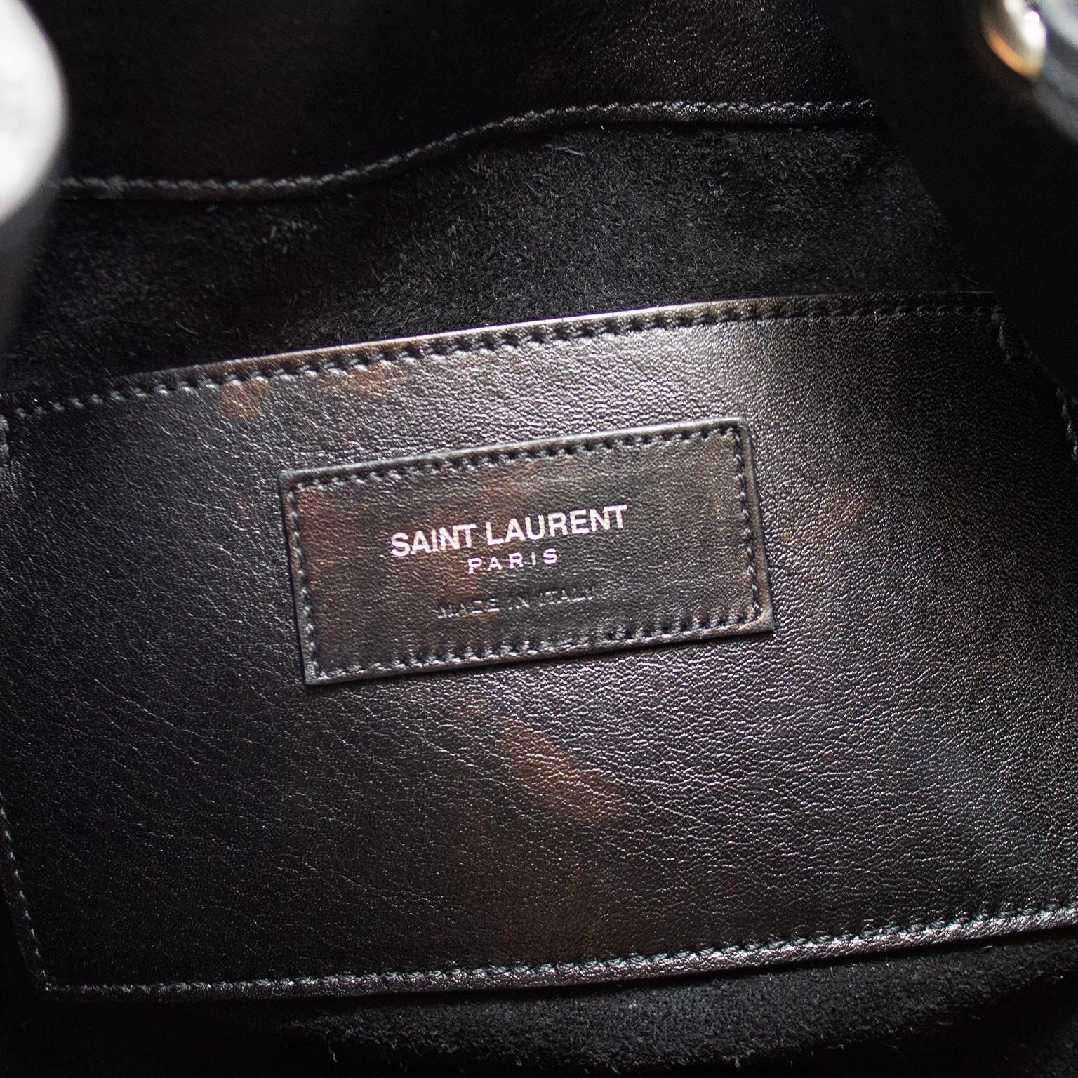 2014 Saint Laurent Black Leather Studded Emmanuelle Bucket Bag 4