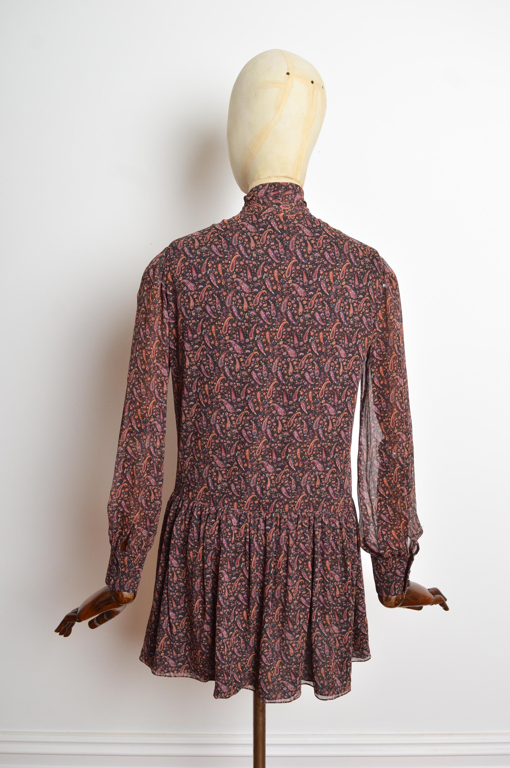 2014 Saint Laurent by Hedi Slimane Indie Sleaze 70's Paisley Silk Mini Dress For Sale 5
