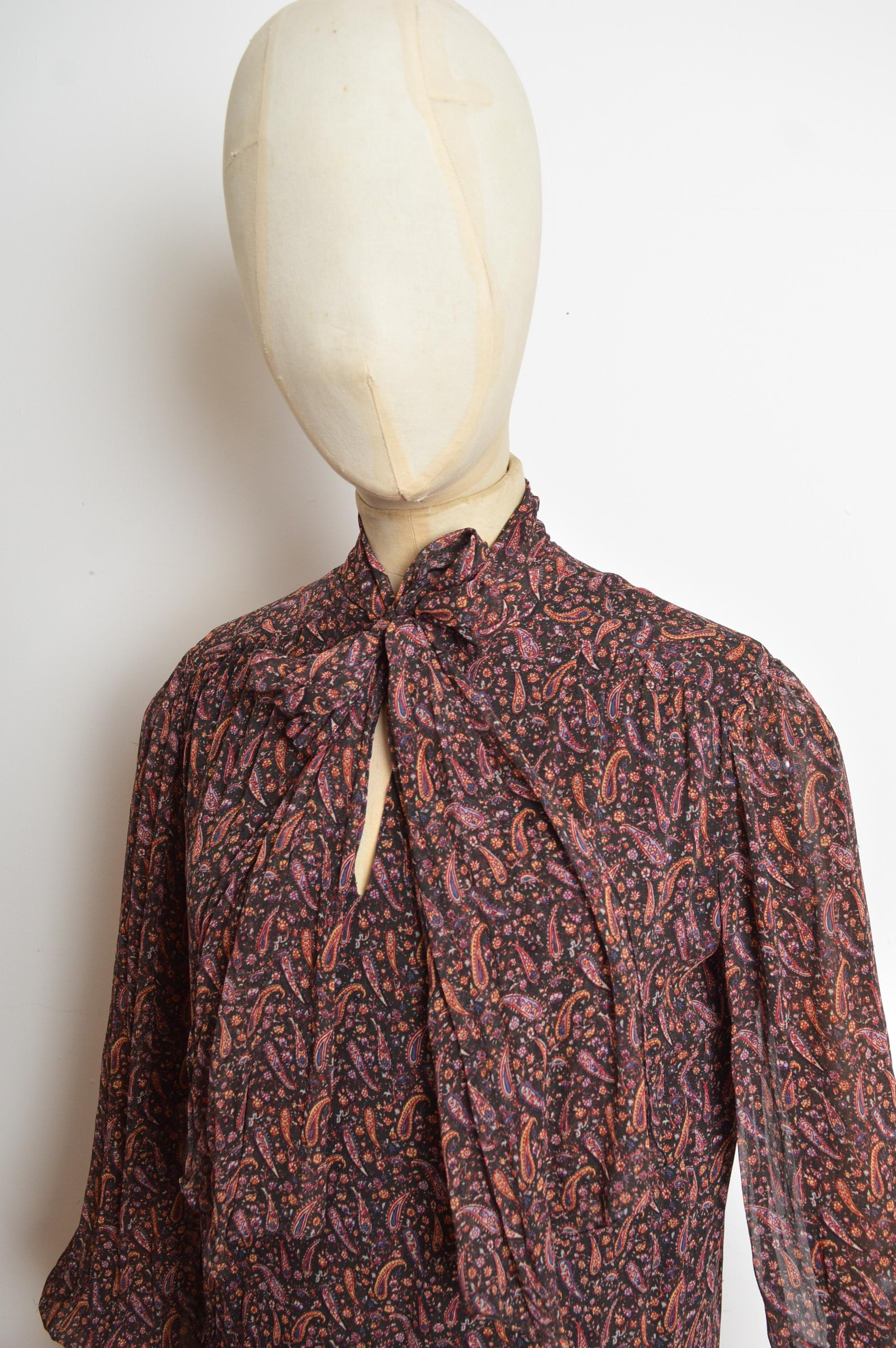 2014 Saint Laurent by Hedi Slimane Indie Sleaze 70's Paisley Silk Mini Dress In Good Condition For Sale In Sheffield, GB