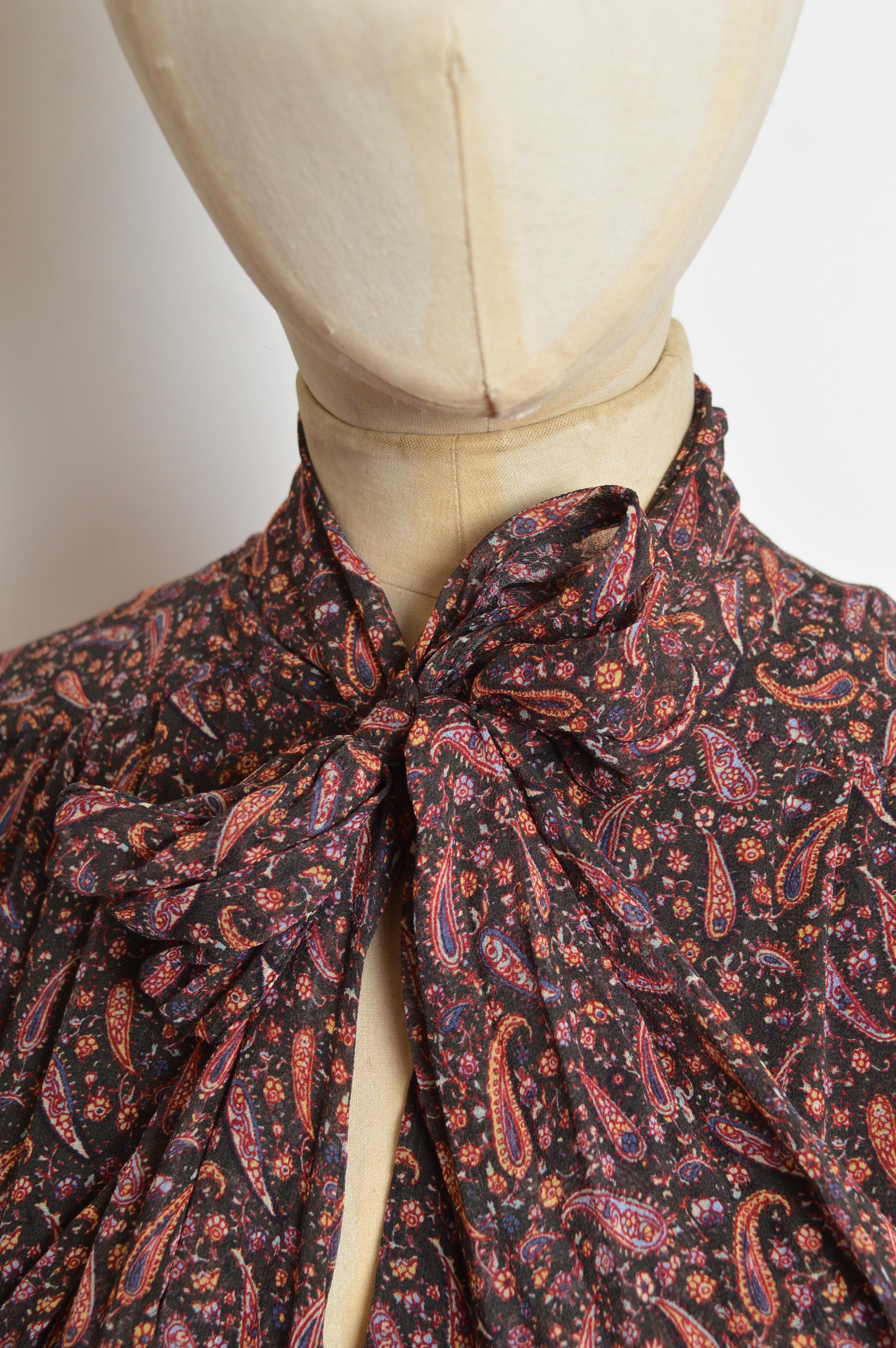 Women's 2014 Saint Laurent by Hedi Slimane Indie Sleaze 70's Paisley Silk Mini Dress For Sale