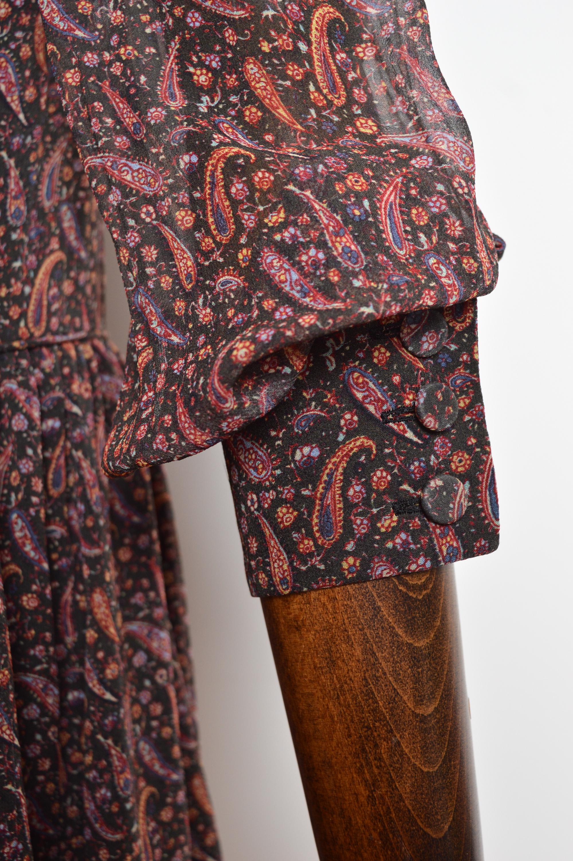 2014 Saint Laurent by Hedi Slimane Indie Sleaze 70's Paisley Silk Mini Dress For Sale 1
