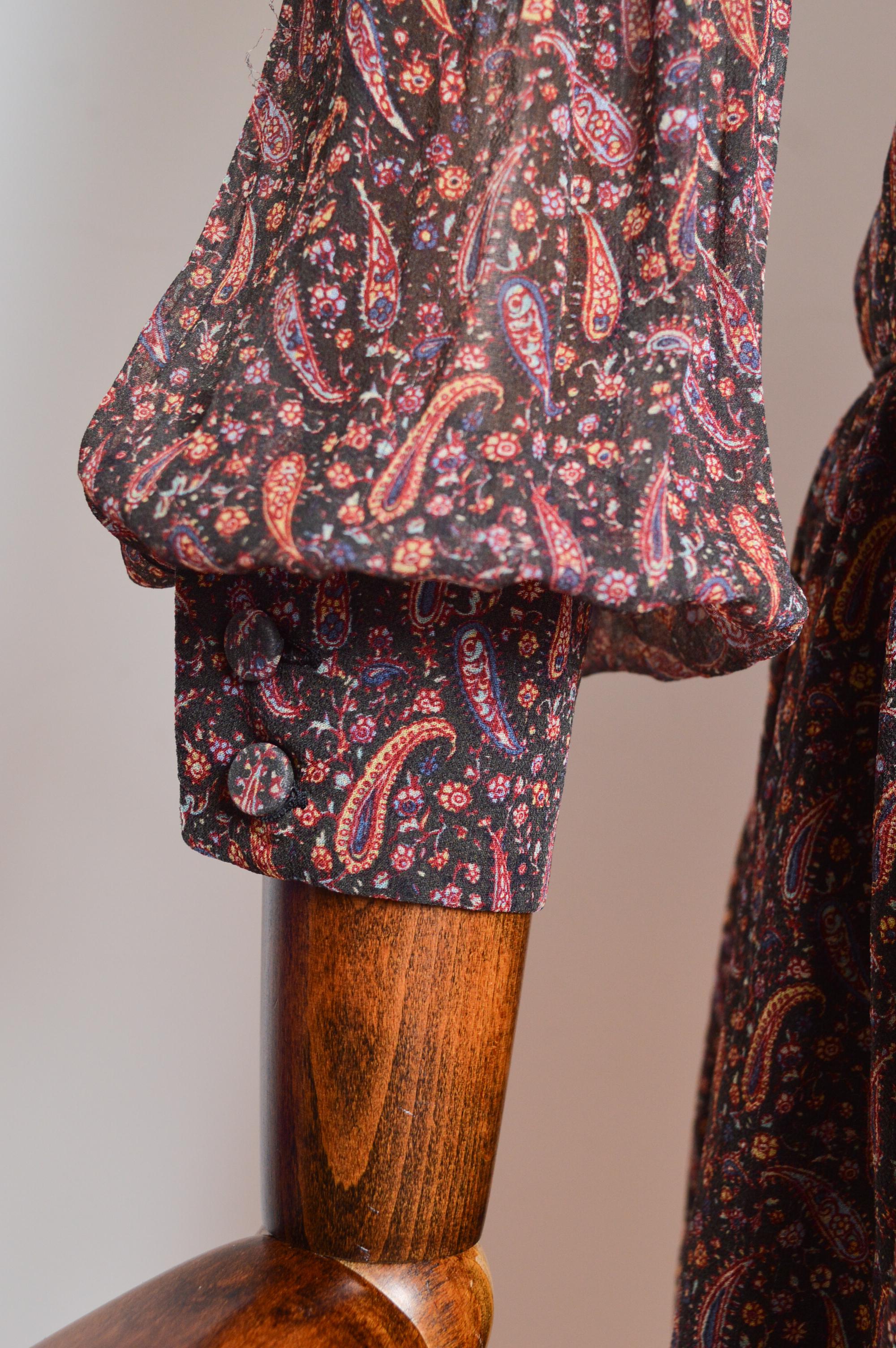 2014 Saint Laurent by Hedi Slimane Indie Sleaze 70's Paisley Silk Mini Dress For Sale 2