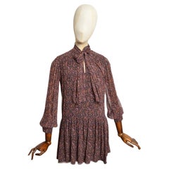 2014 Saint Laurent by Hedi Slimane Indie Sleaze 70's Paisley Silk Mini Dress