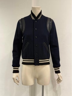 2014 Saint Laurent by Hedi Slimane teddy varsity jacket