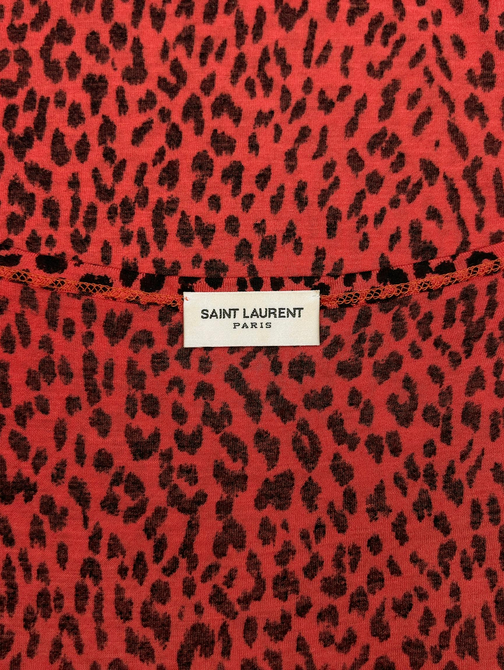 2014 Camisa sin mangas con estampado de leopardo Saint Laurent Paris en venta 7