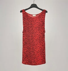 2014 Saint Laurent Paris leopard print sleeveless shirt