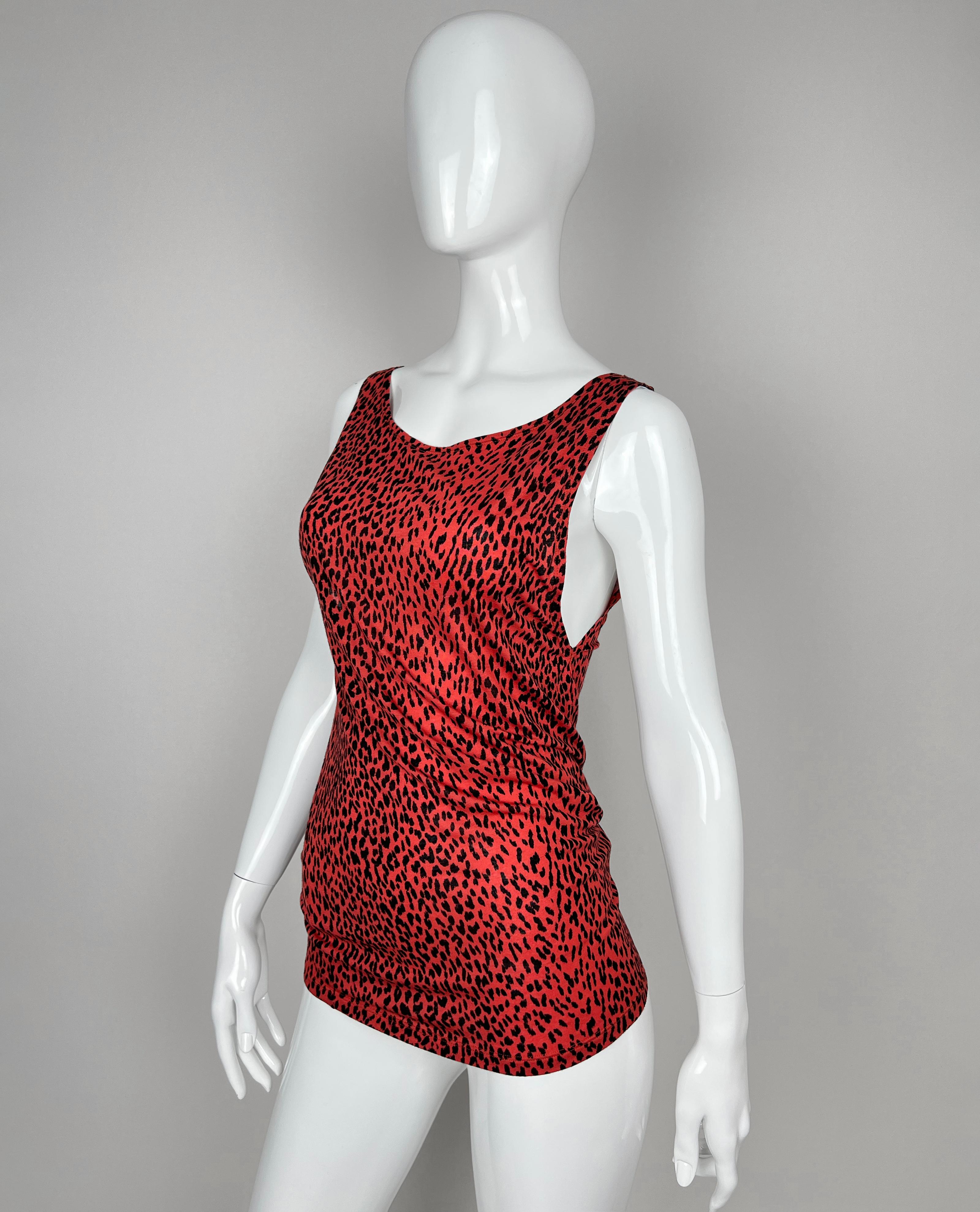 2014 Camisa sin mangas con estampado de leopardo Saint Laurent Paris en venta 4